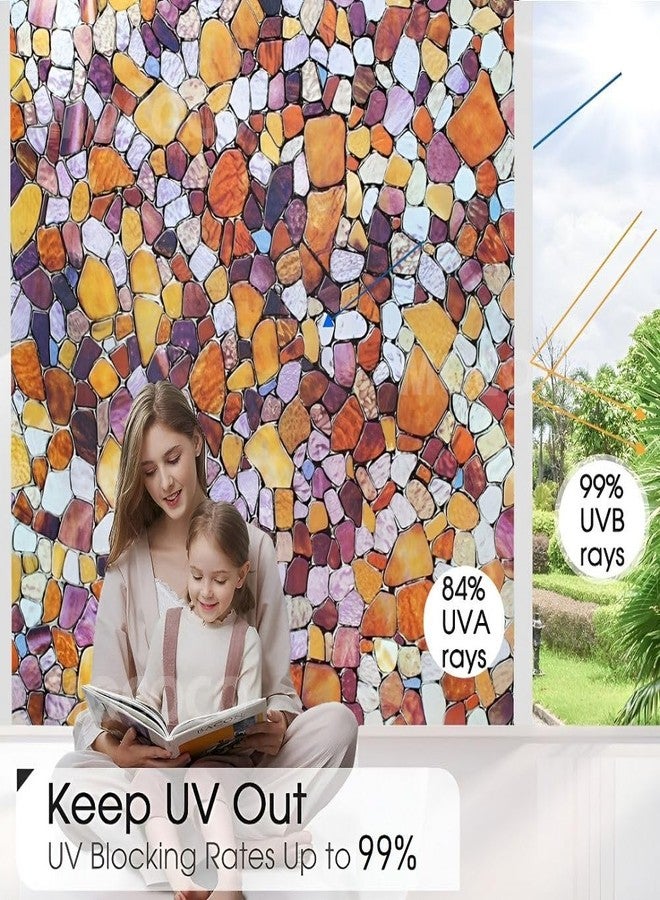 MOCOCO ملصق زجاجي ملون فاخر من الفينيل من MOCOCO (12 × 48 بوصة) - فيلم زخرفي ذاتي اللصق، ورق جدران معتم لتغطية الزجاج والنوافذ والأبواب والمكاتب والمنازل. | مقاوم للأشعة فوق البنفسجية. أحجار ثلاثية الأبعاد - Image 3